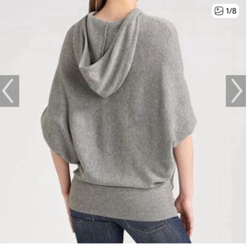 Vince Cashmere Charcoal Hooded Poncho Sweater - Picture 2 of 6
